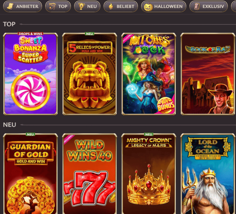 Spielauswahl mit Top-Slots und neuen Automaten im Vicibet Casino Deutschland 2026